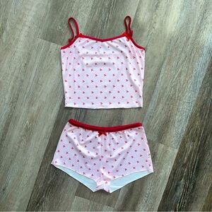 NWOT Y2K cherry print PJ set